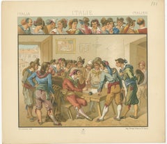 Pl. 171 Antique Print of Italian Costumes by Racinet, 'circa 1880'
