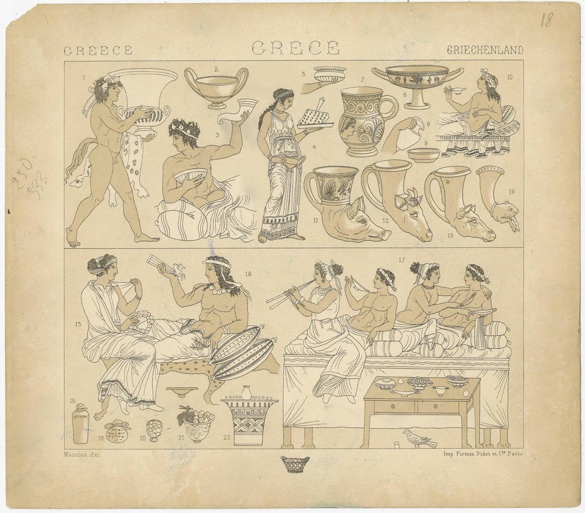 Pl. 18 Antique Print of Greece Scenes by Racinet, 'circa 1880'