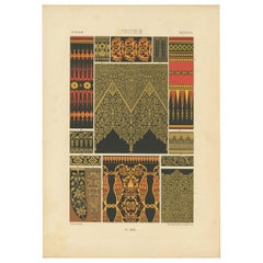 Pl. 18 Antique Print of Indian Ornaments by Racinet 'circa 1890'