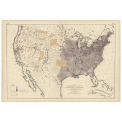 Antique Chart of the US Population in 1870, published in 1874