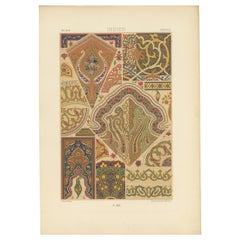 Pl. 19 Antique Print of Indian Ornaments by Racinet, circa 1890