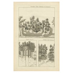 Pl. 19 Antiker Druck des Gartens eines Schlosses von Le Rouge, um 1785