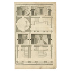 Pl. 2 Antique Architecture Print of Various Stairs by Neufforge, c.1770