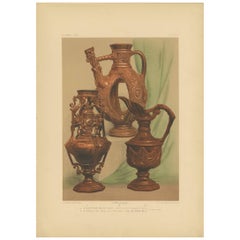 Pl. 2 Antiker Druck einer Vase aus Steingut von Bedford, um 1857