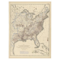 Pl. 21 Antike Charte der farbigen Bevölkerungsdichte der USA im Jahr 1870, ''1874''