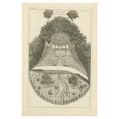 Antiker Druck eines Gartenbrunnens aus der Pl. 21 von Le Rouge, um 1785