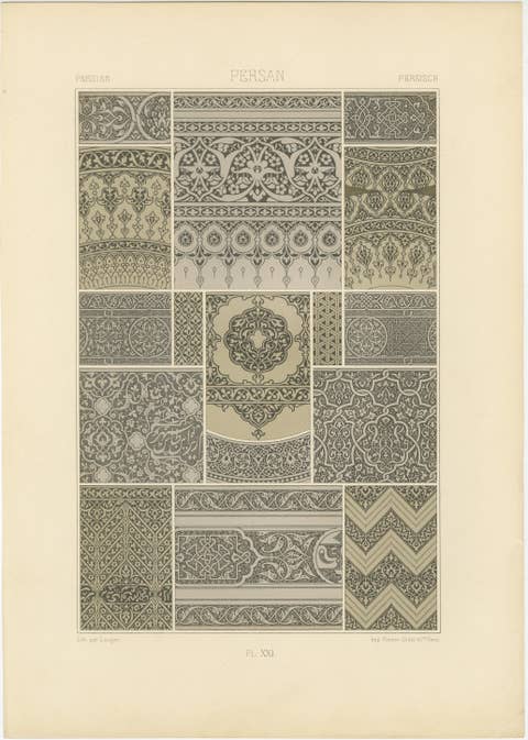 Persian Ornament Designs – Islamic Architectural Patterns, Plate XXI, ca.1890