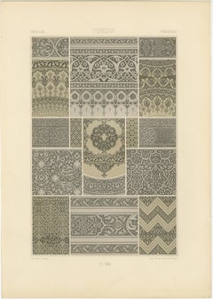 Pl. 21 Grabado antiguo de ornamentos persas de Racinet, hacia 1890