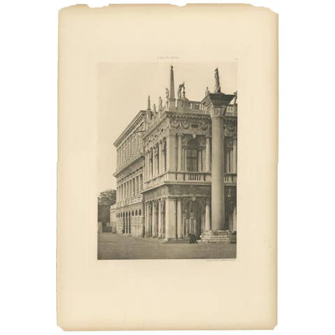 Pl. 21 Antique Print of the Column of San Todaro in Venice, circa 1890