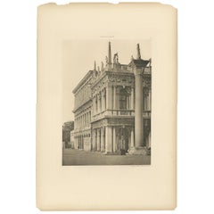 Pl. 21 Estampa antigua de la Columna de San Todaro en Venecia, hacia 1890
