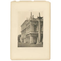 Pl. 21 Antique Print of the Column of San Todaro in Venice, circa 1890