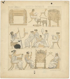 Antique Decoartive Print of Greece-Roman Scenes, 'circa 1880'