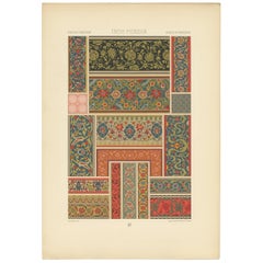 Pl. 22 Antique Print of Indo Persian Border Elements by Racinet 'circa 1890'