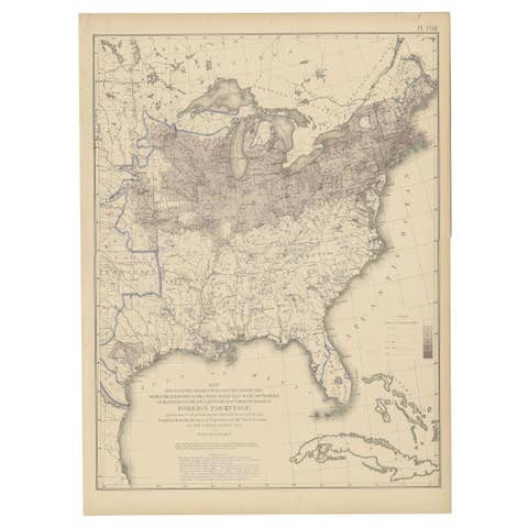 Pl. 23 Antique Chart of the US Foreign Parentage in 1870, '1874'
