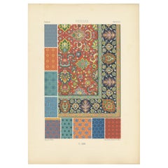 Pl. 23 Antique Print of Persian Ornaments by Racinet, circa 1890