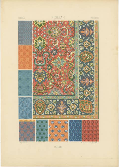Persian Textile and Tile Patterns – Vibrant Oriental Motifs, Pl. XXIII