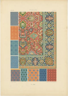 Pl. 23 Grabado antiguo de ornamentos persas de Racinet, hacia 1890