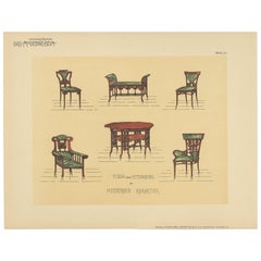 Pl. 23 Stampa antica di tavoli e sedie di Kramer, 1910 circa