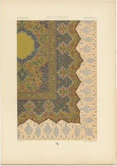 Pl. 24 Antique Print of Indo Persian Portion of Illuminated by Racinet