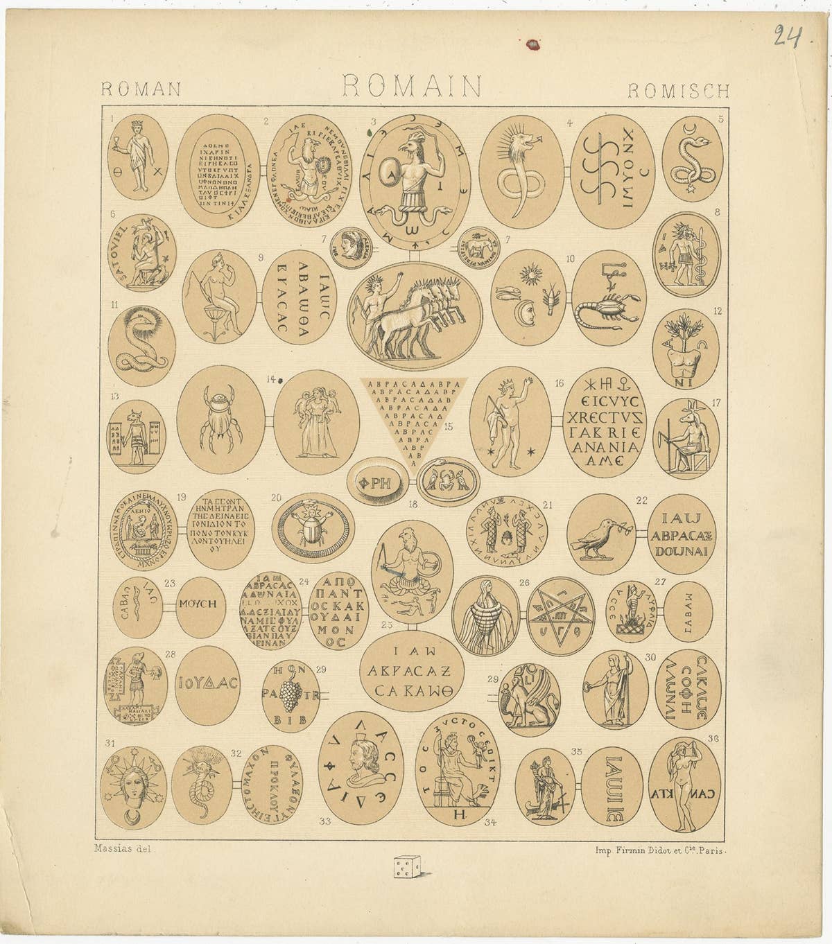 Pl. 24 Antique Print of Roman Decorative Objects by Racinet, 'circa 1880'