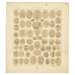Pl. 24 Stampa antica di oggetti decorativi romani di Racinet, 'circa 1880'. 24 Stampa antica di oggetti decorativi romani di Racinet, "circa 1880".