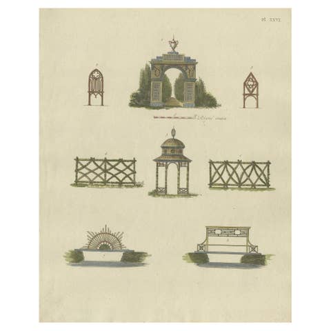 Pl. 25 Antique Print of a Gallery Cross-Section by Le Rouge, c.1785