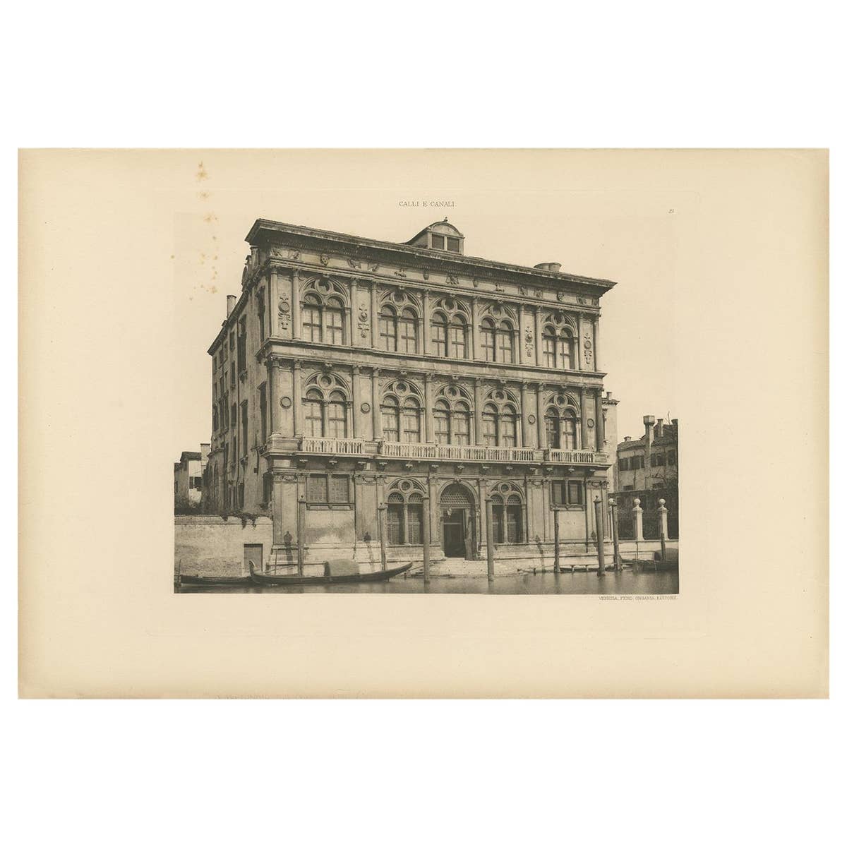 Pl. 25 Antique Print of the Ca' Vendramin Calergi Palace in Venice, circa 1890