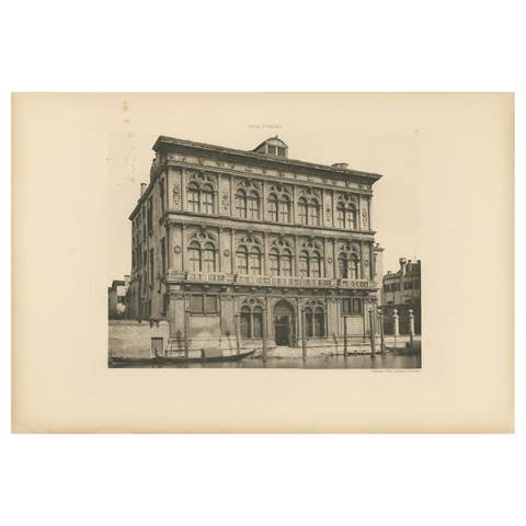 Pl. 25 Antique Print of the Ca' Vendramin Calergi Palace in Venice, circa 1890