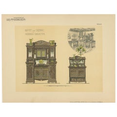 Pl. 26 Antique Print of a Buffet by Kramer 'circa 1910'