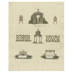 Pl. 26 Antique Print of Garden Architecture by Van Laar, 1802