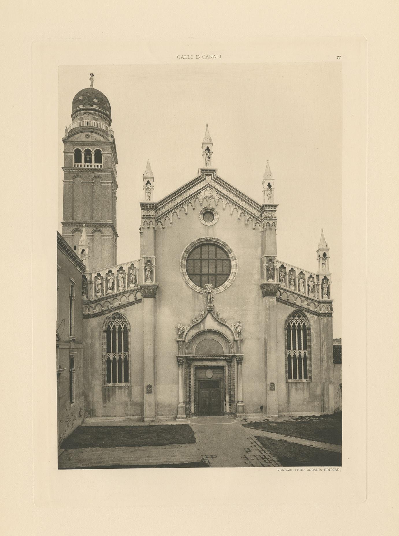 Photogravure of Madonna dell'Orto, a church in Venice, Italy, in the sestiere of Cannaregio. The church was erected by the now-defunct religious order the 