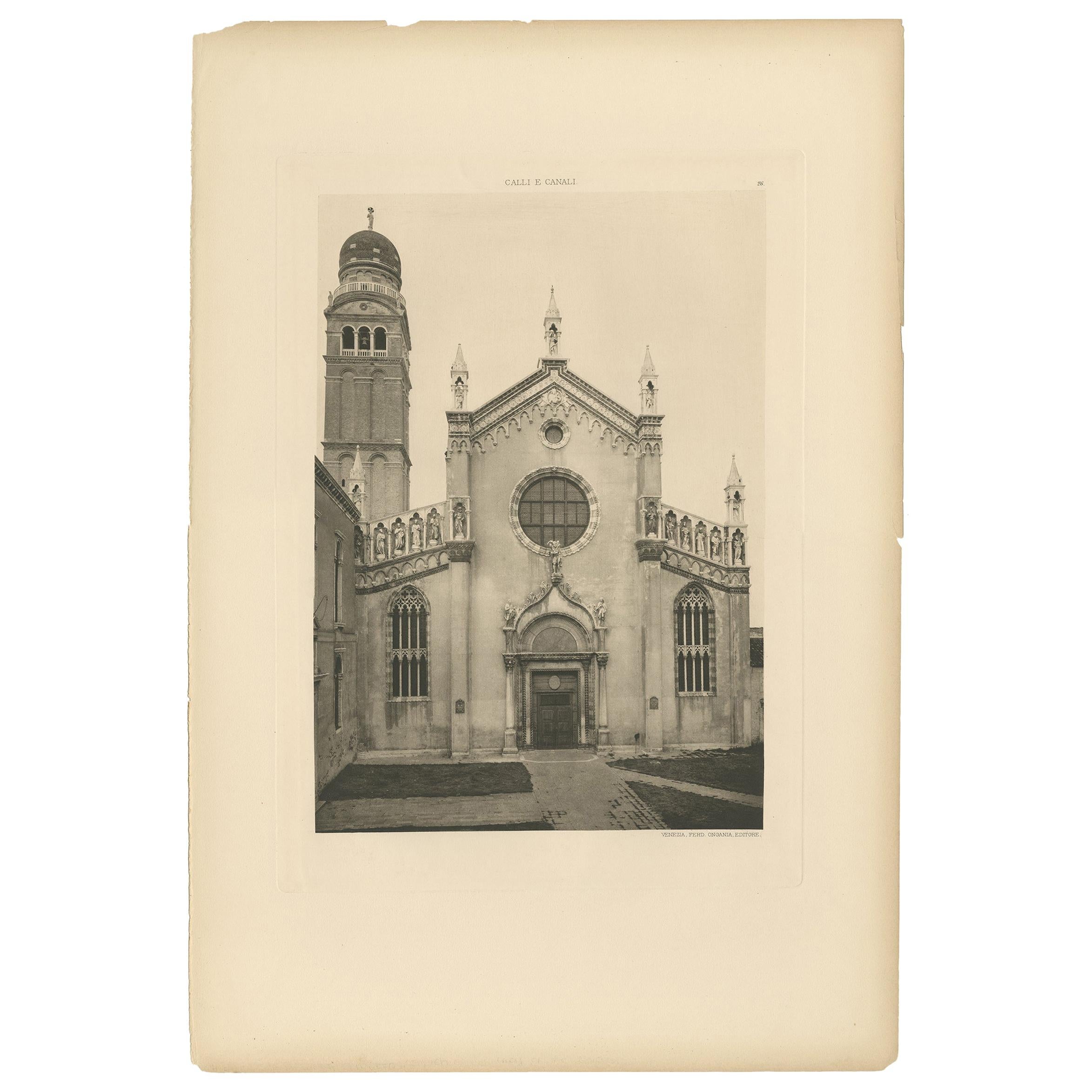 Pl. 26 Antique Print of Madonna dell'Orto in Venice, circa 1890 For Sale