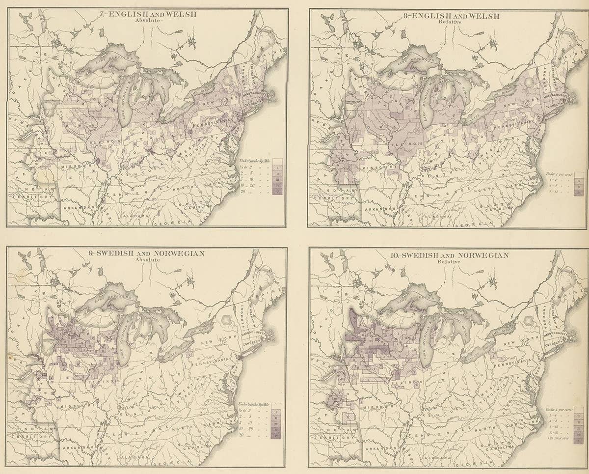 Pl. 28 Antique Chart of British American, English (..) US Population, 1874