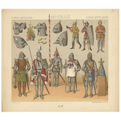 Pl. 28 Impression ancienne d'armoiries européennes du Moyen Âge par Racinet, vers 1880