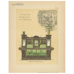 Pl. 28 Grabado antiguo de muebles de sofá para un comedor de Kramer, hacia 1910