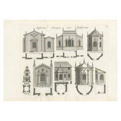 Pl. 29 Antique Print of Garden Kiosks by Le Rouge, c.1785
