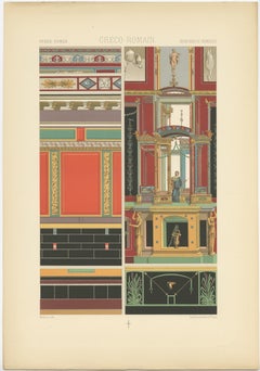 Pl. 5 Antique Print of Greek Roman Wall Paintings by Racinet, 'circa 1890'