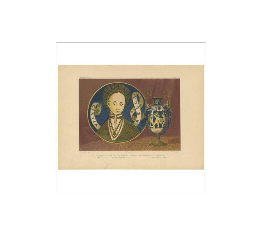Pl. 3 Antique Print of Italian Earthenware by Bedford, circa 1857