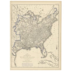 Antique Chart of the US Adult Male Illiteracy in 1870, '1874'