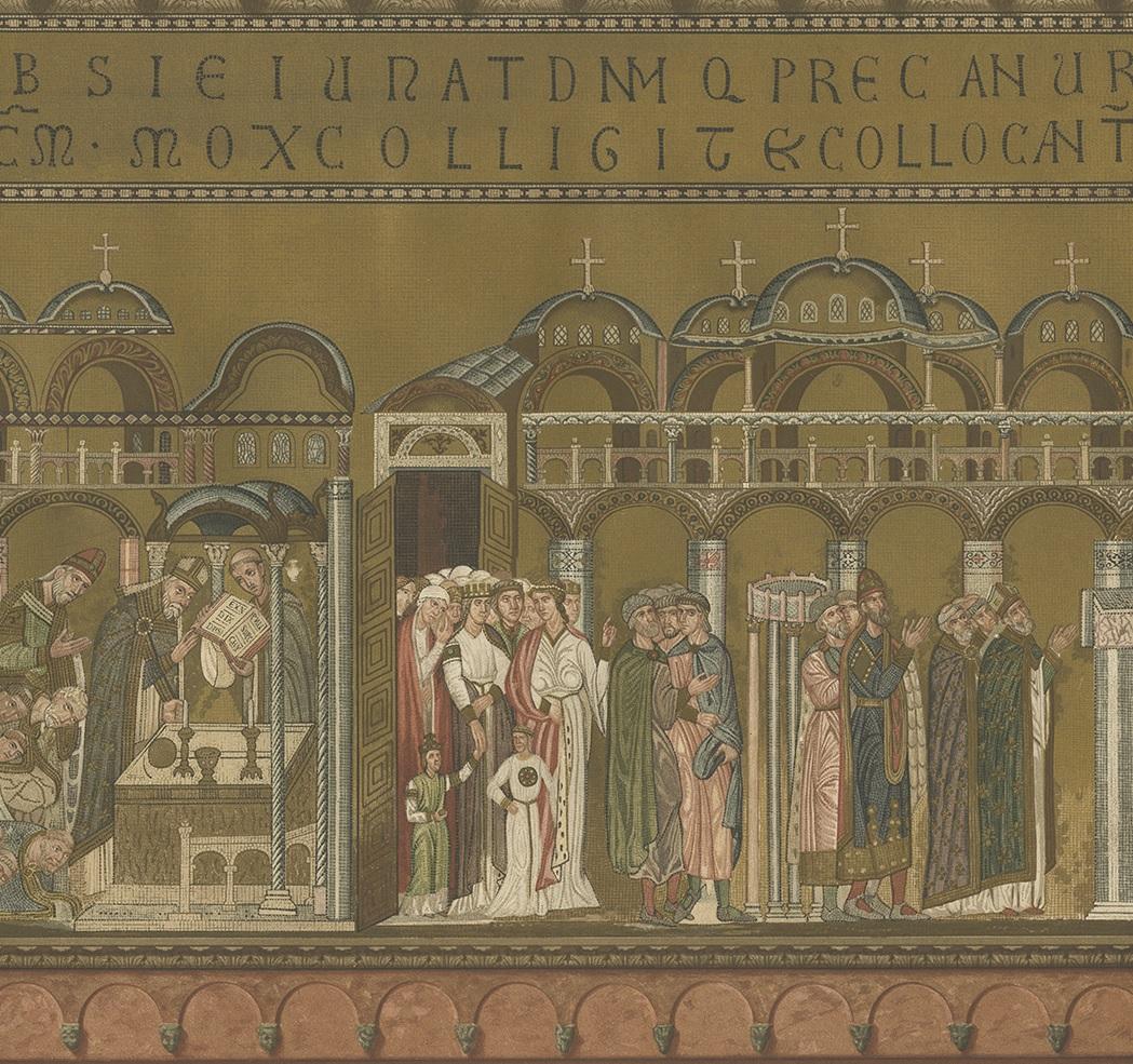 XIXe siècle Impression ancienne d'une mosaïque de la basilique de San Marco Pl. 30, 1881 en vente