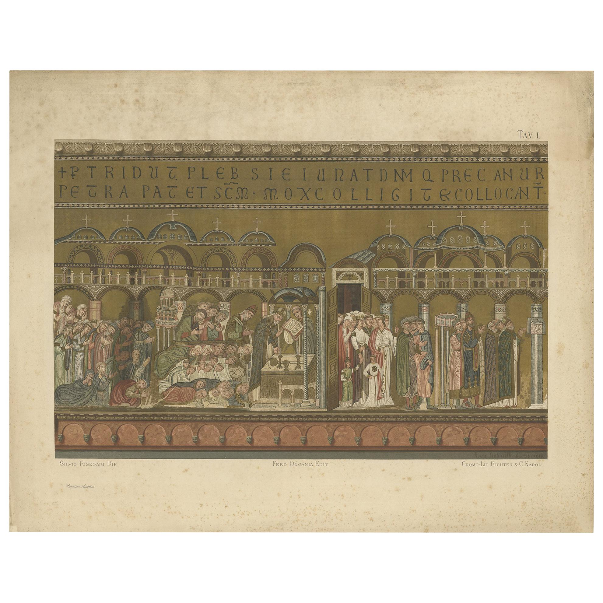 Impression ancienne d'une mosaïque de la basilique de San Marco Pl. 30, 1881 en vente