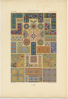 Pl. 31 Antique Print of Byzantine Ornaments by Racinet, circa 1890