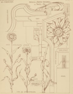 Pl. 31 Antique Print of Details of a Buffet by Kramer 'circa 1910'