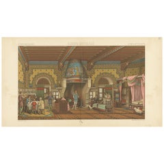 Pl. 32 Vintage Print of European Middle Ages Living Room by Racinet 'circa 1880'