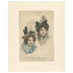 Pl. 3221 Antiker Modedruck von Damen mit Huten, um 1895