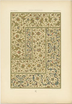 Pl. 33 Antique Print of Indo Persian Motifs from Manuscript, Racinet, circa 1890