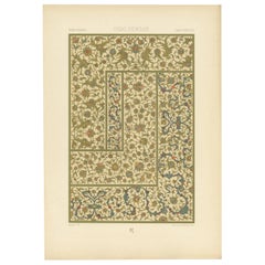 Pl. 33 Antique Print of Indo Persian Motifs from Manuscript, Racinet, circa 1890