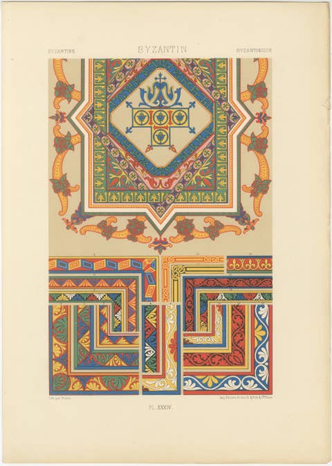 Byzantine Decorative Borders & Motifs – Geometric & Floral, Plate XXXIV, ca.1890