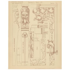 Pl. 34 Antique Print of Furniture Details by Kramer, circa 1910