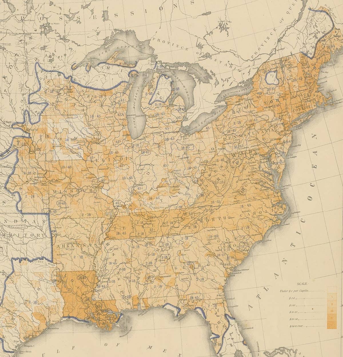 Pl. 35 Antique Chart of the US Taxation, 1874